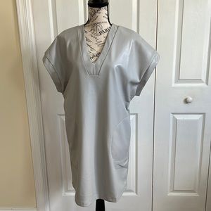 New w/tags Gorgeous Gray Badgley Mischka vegan leather tshirt style dress. Small